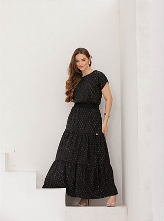 Vestido em crepe Twist Estampa de Poá Cassia Valentina Sirrah