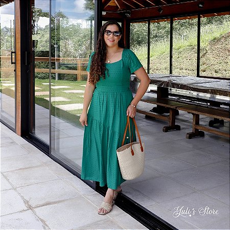Vestido Itu em Viscose Pipoquinha Verde Valentina Sirrah