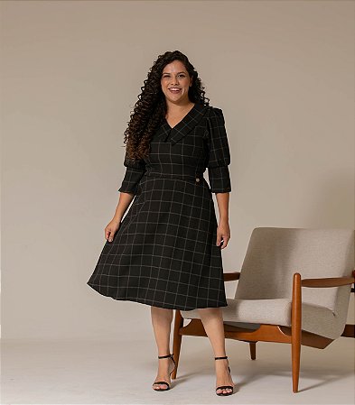 VESTIDO EM ALFAITARIA PIENZA COM ZÍPER PRETO VALENTINA SIRRAH
