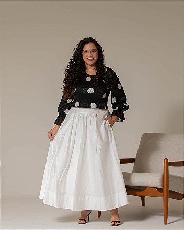 BLUSA EM CREPE MALIBU COM POÁ VALENTINA SIRRAH