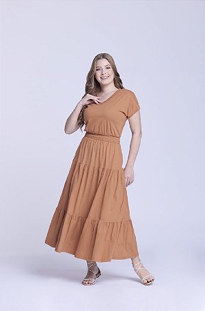 Vestido em malha algodão Caramelo Flávia Hapuk