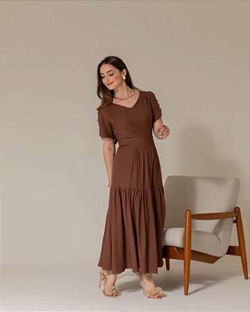 VESTIDO MILOS (MARROM) VALENTINA SIRRAH