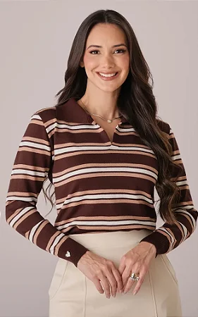 Blusa em Tricô Modal Carol Marrom - Tata Martello
