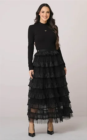 Saia Maxi Midi com Babados Morgana - Tata Martello