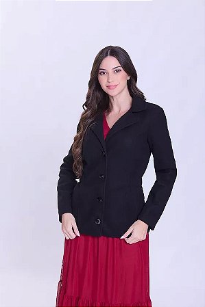 Casaco Preto em lã Batida Carla - Hapuk