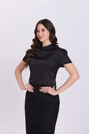 Blusa Acetinada Preto Cassia - Hapuk