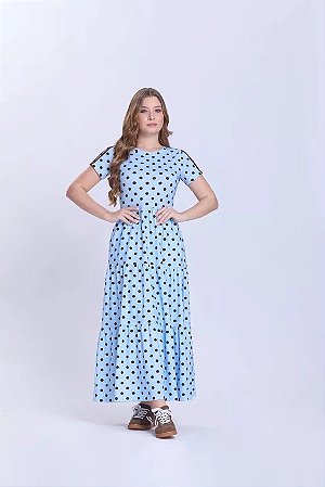 Vestido Melissa Confeccionado em Malha de Algodão Sustentável Azul - Hapuk