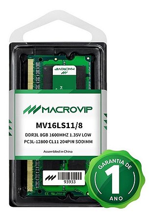 MEMORIA NOTE DDR3L 8GB 1600MHZ MACROVIP
