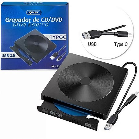 GRAVADOR EXTERNO DVD USB 3.0 TYPE-C - KUNP