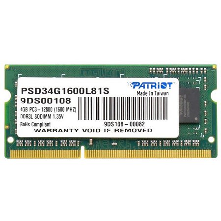 MEMORIA NOTE DDR3L 4GB 1600MHZ - PATRIOT