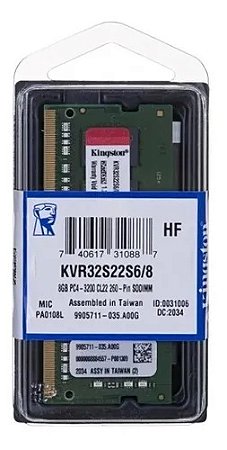 MEMORIA NOTE DDR4 8GB 3200MHZ - KINGSTON