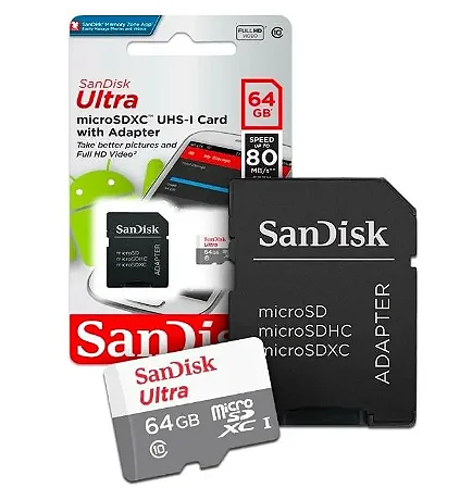 CARTÃO MEMORIA MICRO SD 64GB ULTRA SANDISK - P4