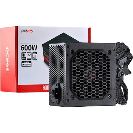 FONTE ATX 600W PCYES SPARK PFC ATIVO