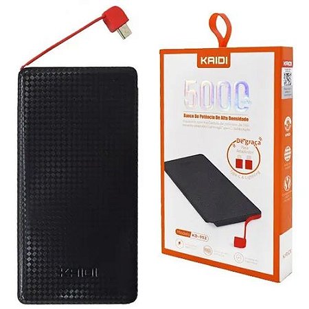 CARREGADOR PORTÁTIL KAIDI 5000MAH V8/IPHONE/C