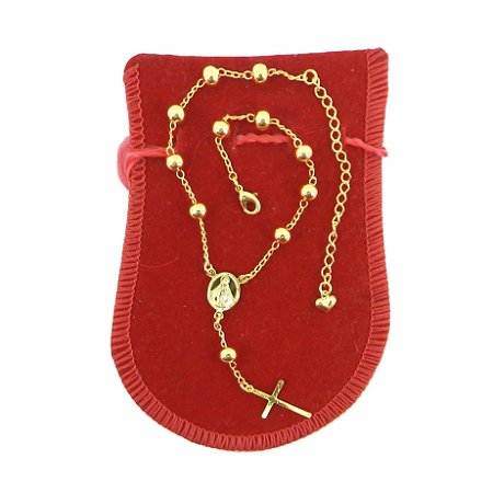 Pulseira Terço Unissex 18/23cm 3mm Folheado Ouro 18K PL505