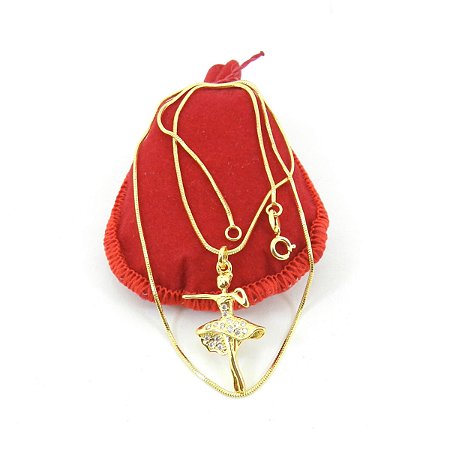 Corrente Feminina 50cm 1mm Bailarina Folheado Ouro 18k CR214