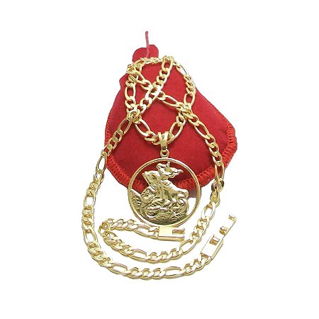 Corrente Masculina 60cm 5mm São Jorge Folheado Ouro CR123