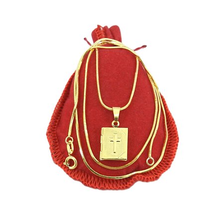 Corrente Masculina 50cm 1mm Relicário Folheado Ouro CR149