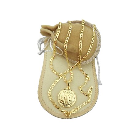Corrente Masculina 70cm 3mm São Bento Folheado Ouro CR174