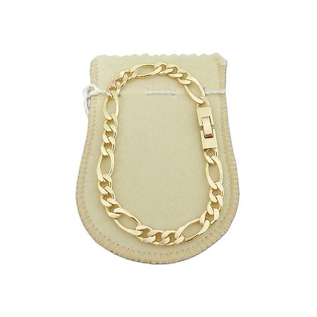 Pulseira Masculina 19cm 7mm Largura Folheada Ouro 18k PL147