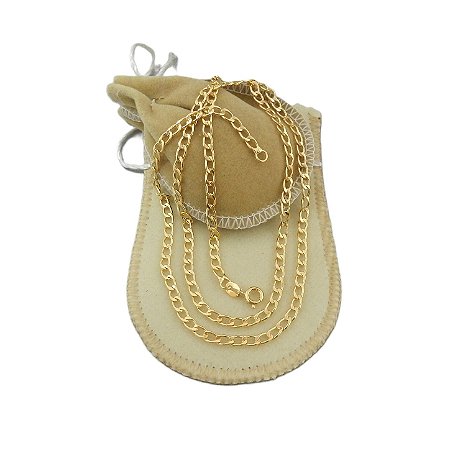 Corrente Masculina 60cm 3mm Largura Folheado Ouro 18k CR527