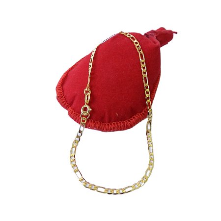 Pulseira Masculina 18cm 3mm Largura Folheado Ouro 18k PL475