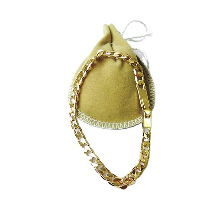 Pulseira Masculina 22cm 7mm Largura Folheado Ouro 18k PL490