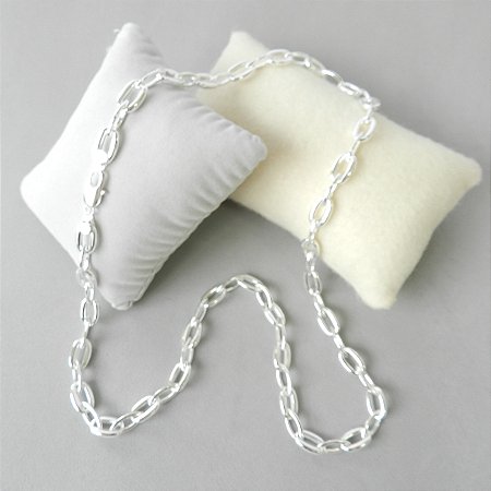 Corrente Masculina 70cm 8mm Largura Folheada Prata CR240