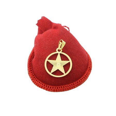 Pingente Estrela 5 Pontas 25mm Folheada Ouro 18k Pi219