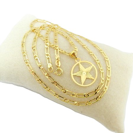 Corrente Masculina 80cm 4mm Estrela Folheado Ouro 18k CR806