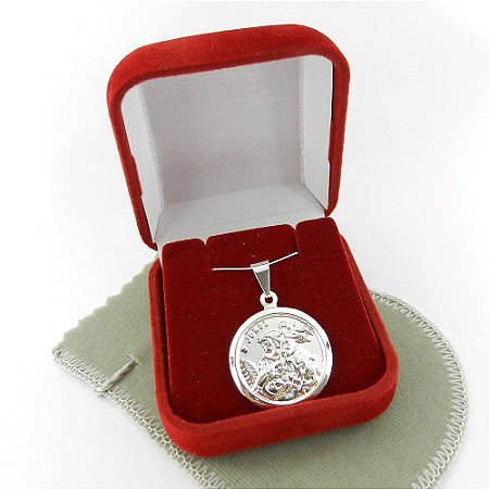 Pingente São Jorge 23mm Folheado Prata Pi127
