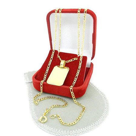 Corrente Masculina 50cm 2mm Placa Folheado Ouro 18k CR432