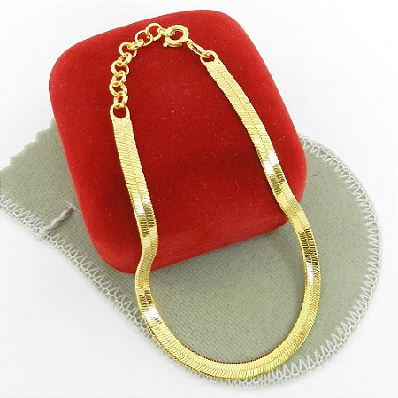 Pulseira Feminina 16/19cm 4mm Largura Folheada Ouro PL227