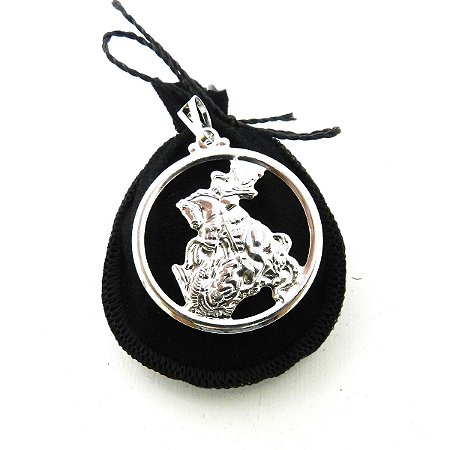 Pingente São Jorge 3cm Banhado Prata Pi129