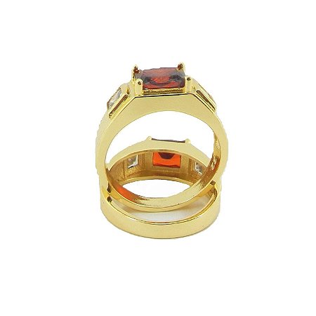 Anel Masculino Aro 18 Vermelho Folheado Ouro 18k AN170