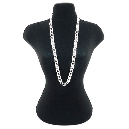 Corrente Masculina 50cm 7mm Largura Folheada Prata CR340