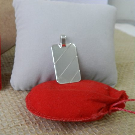 Pingente Placa 30mm Folheado Prata Pi141