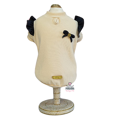 Camiseta para Cachorro DuDog Vest Babado E Laço Creme