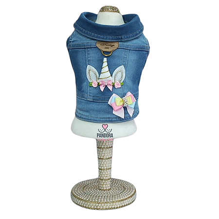 Jaqueta para Cachorro DuDog Vest Jeans Unicórnio