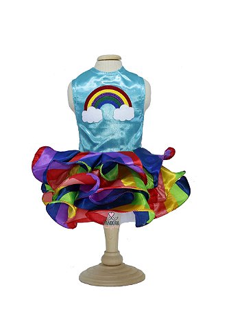 Vestido Fantasia para Cachorro Arco Íris