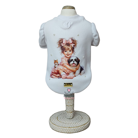 Camiseta para Cachorro DuDog Vest Vintage Branca