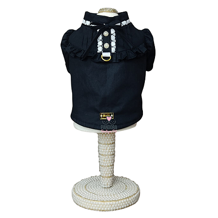 Blusa para Cachorro com Pérolas DuDog Vest Preta