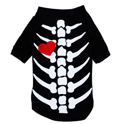 T-Shirt para Cachorro Halloween Esqueleto PP