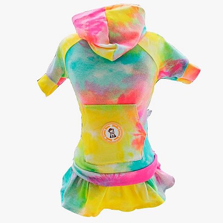 Vestido Para Cachorro Tie Dye Amarelo