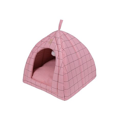 Cabana Para Cachorro Woof Classic Sheep Grid Rosa