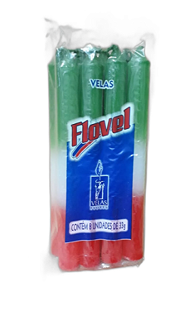 Vela Flovel 33g - Verde / Branca / Vermelha
