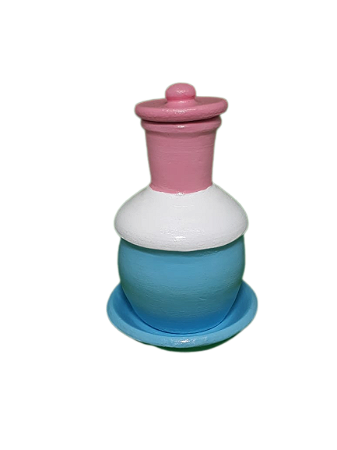 Quartinha de Barro - Rosa / Branca / Azul