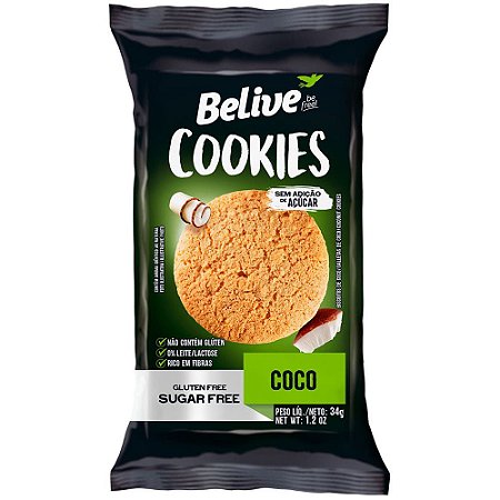 Cookie Zero Açúcar e Zero Glúten (Coco) 34g - Belive