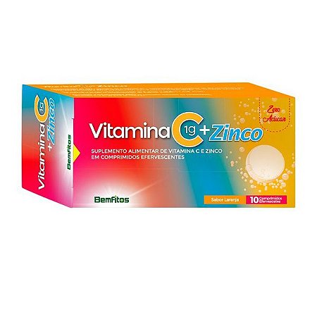 Vitamina C + Zinco - 10 Comprimidos Efervescente - Bemfitos