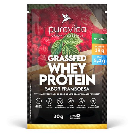 Whey Protein Grassfed Framboesa - Sachê 30g - Puravida